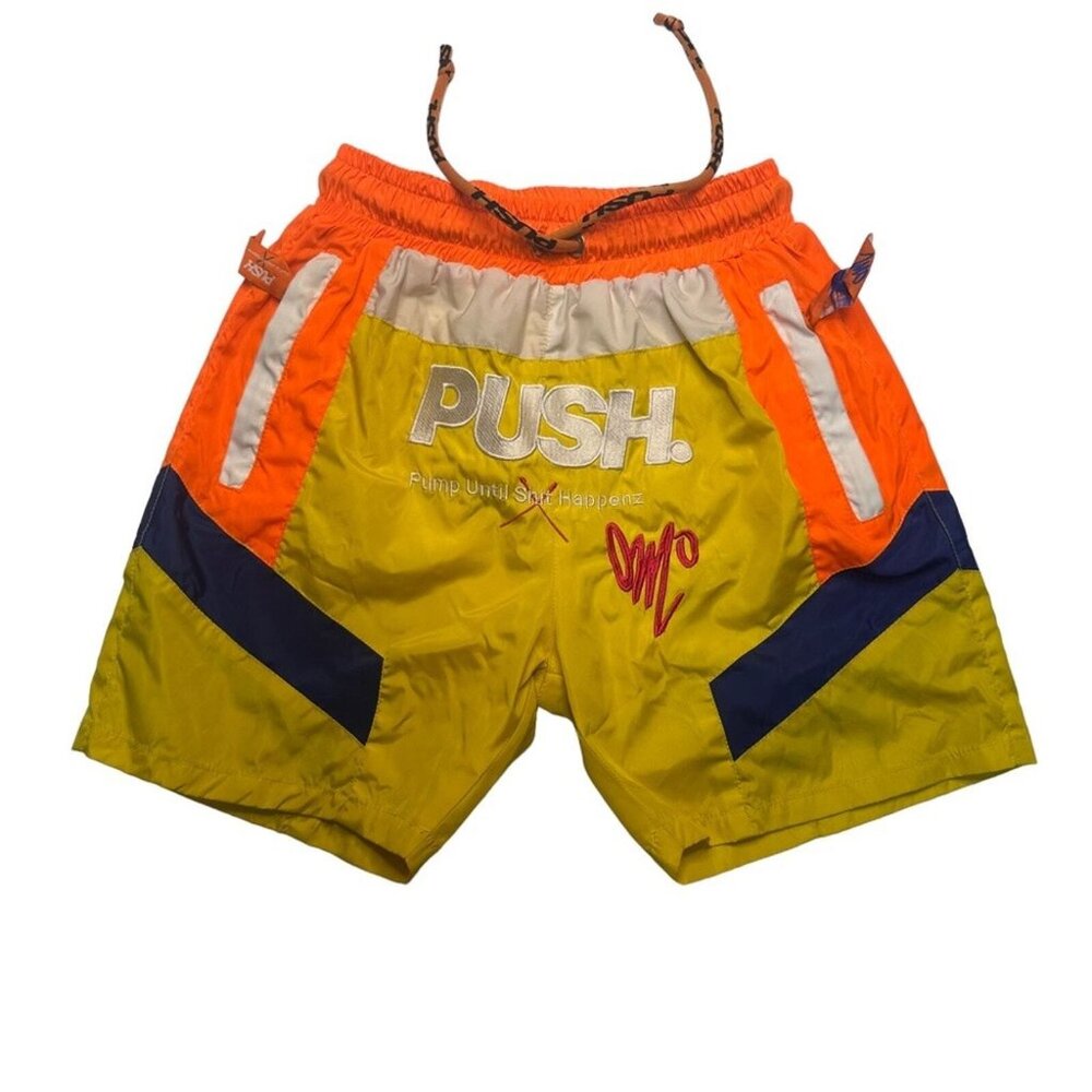 PUSH Pump Until Sh*t Happens shorts swimsuit size Small Redneck Joe Dirt